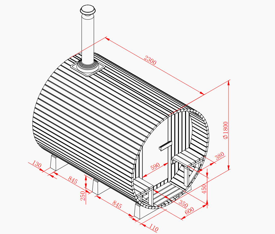 Deluxe Wood Fired 🔥 4-6 Person Cedar Barrel Sauna