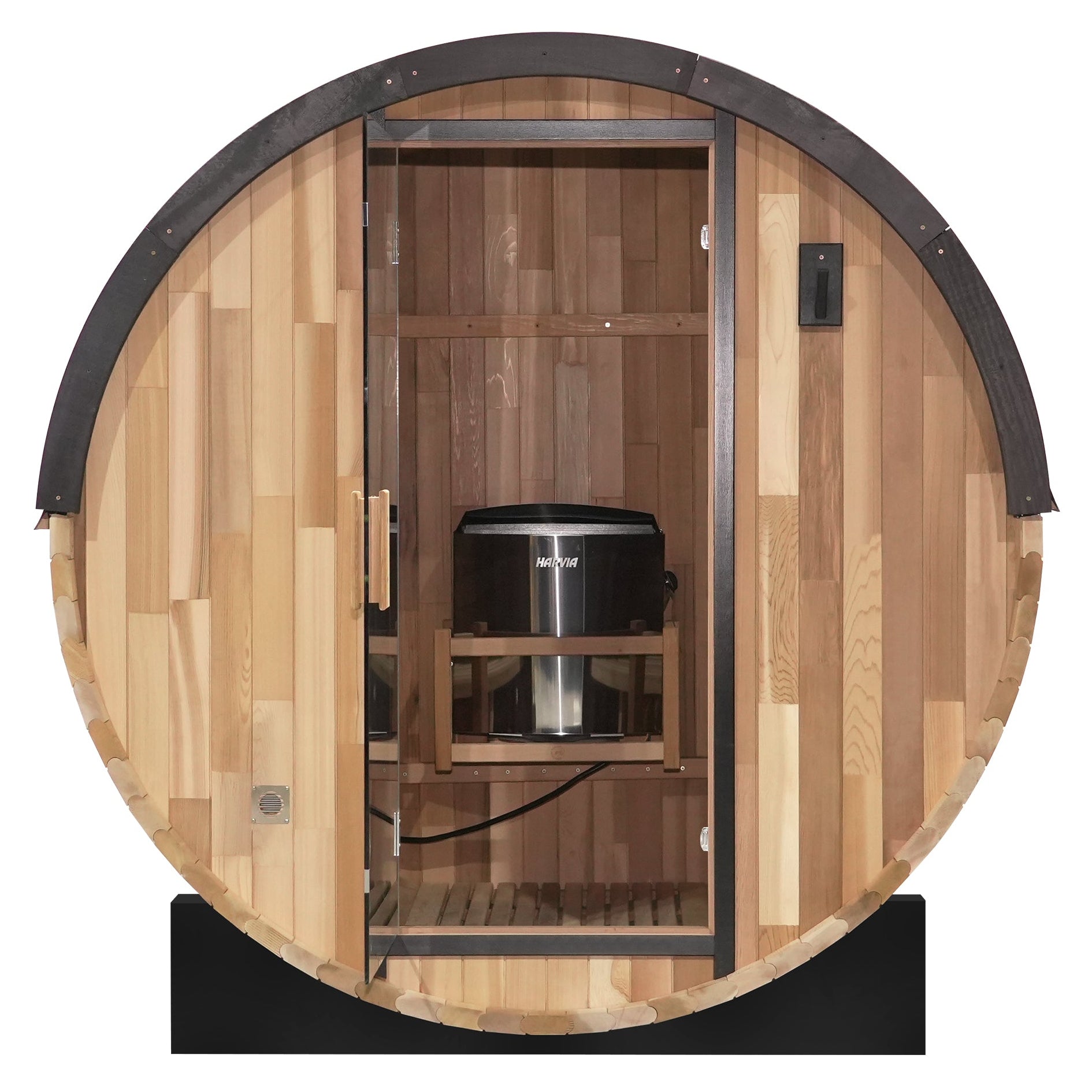 Urban 2-4 Person Traditional Cedar Barrel Sauna | Black Edition