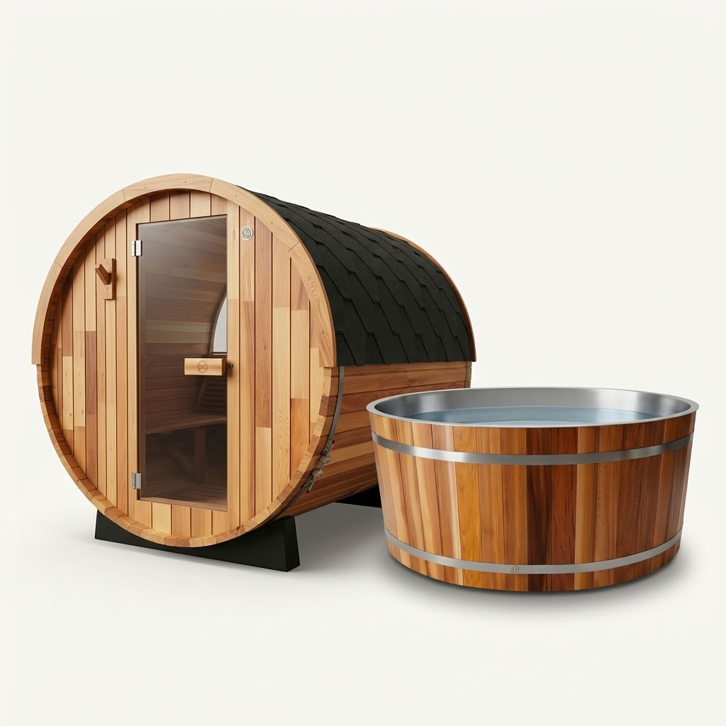 Curve 1 Person Ice Bath & Cove Rearview Sauna | Contrast Therapy