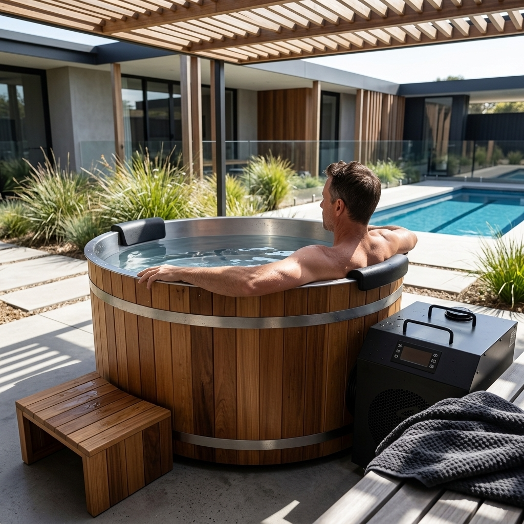 Curve Cedar Ice Bath & 1HP Chiller | 1 Person Plunge