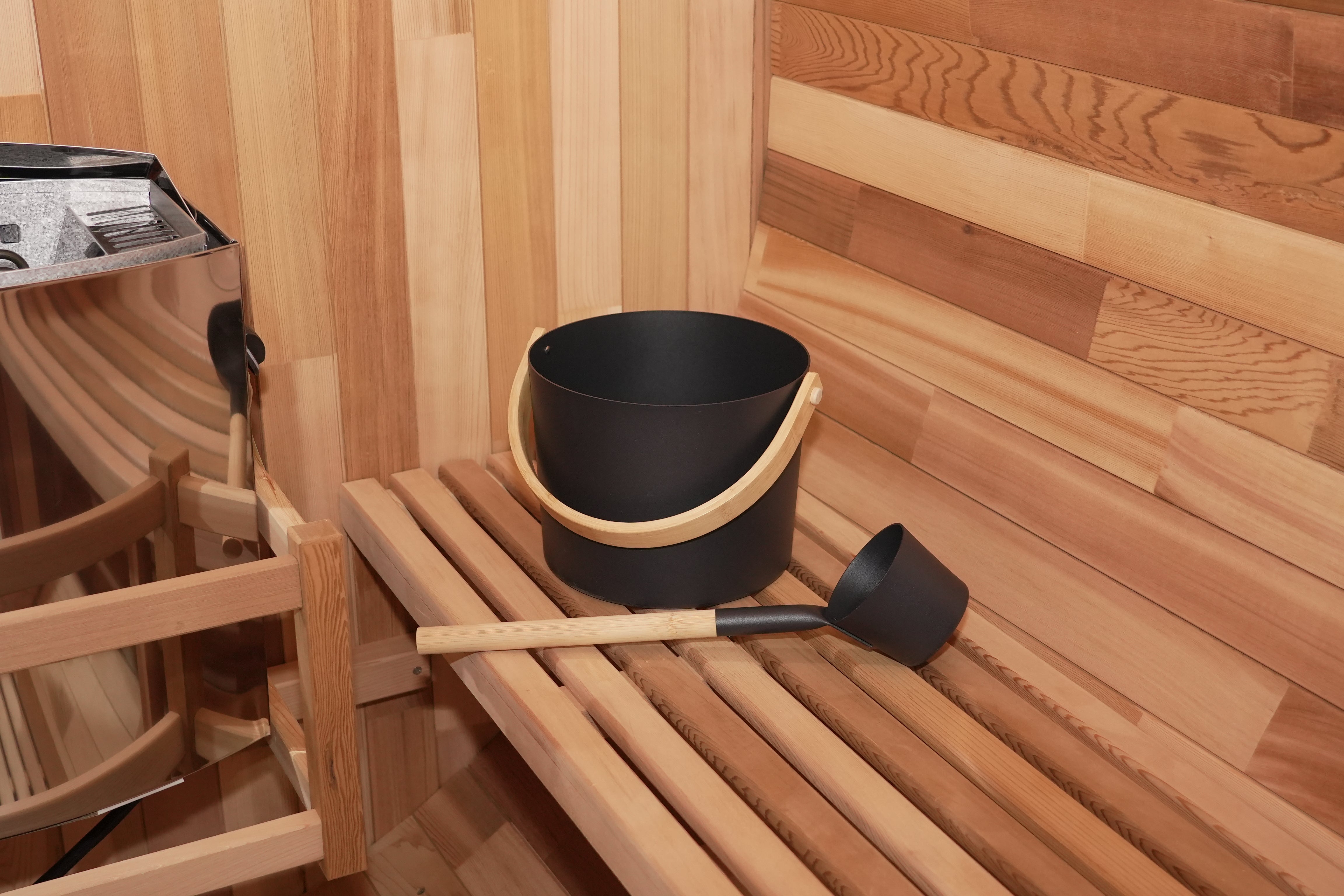 Urban 2-4 Person Traditional Cedar Barrel Sauna | Black Edition