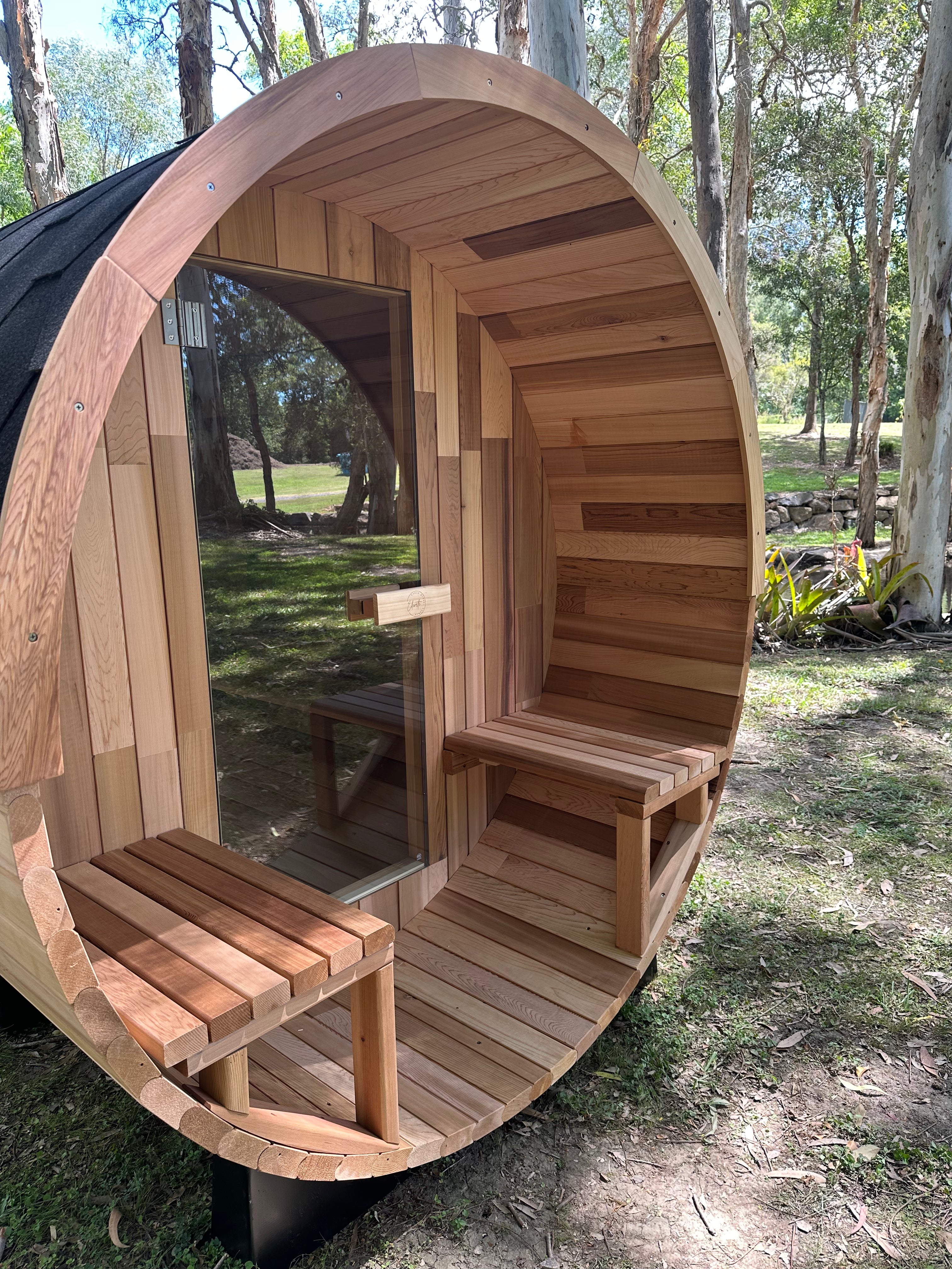 Deluxe 4-6 Person Traditional Cedar Barrel Sauna