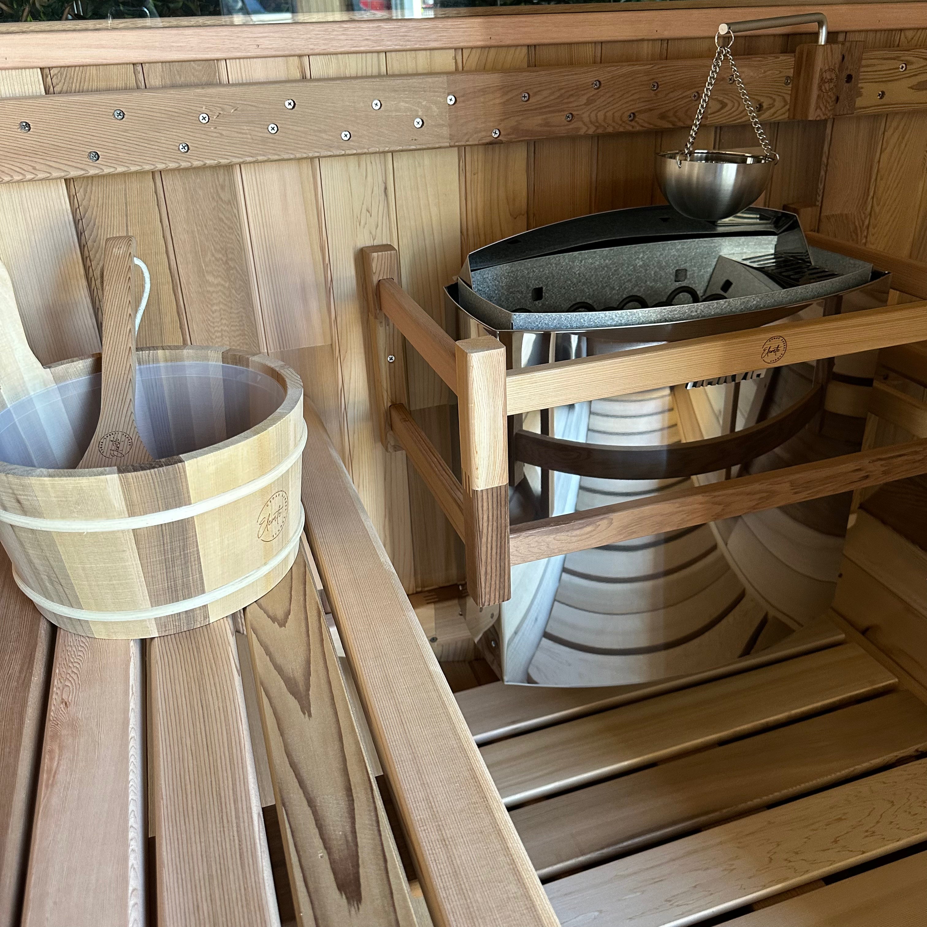 Cove Rearview 4 Person Traditional Cedar Barrel Sauna