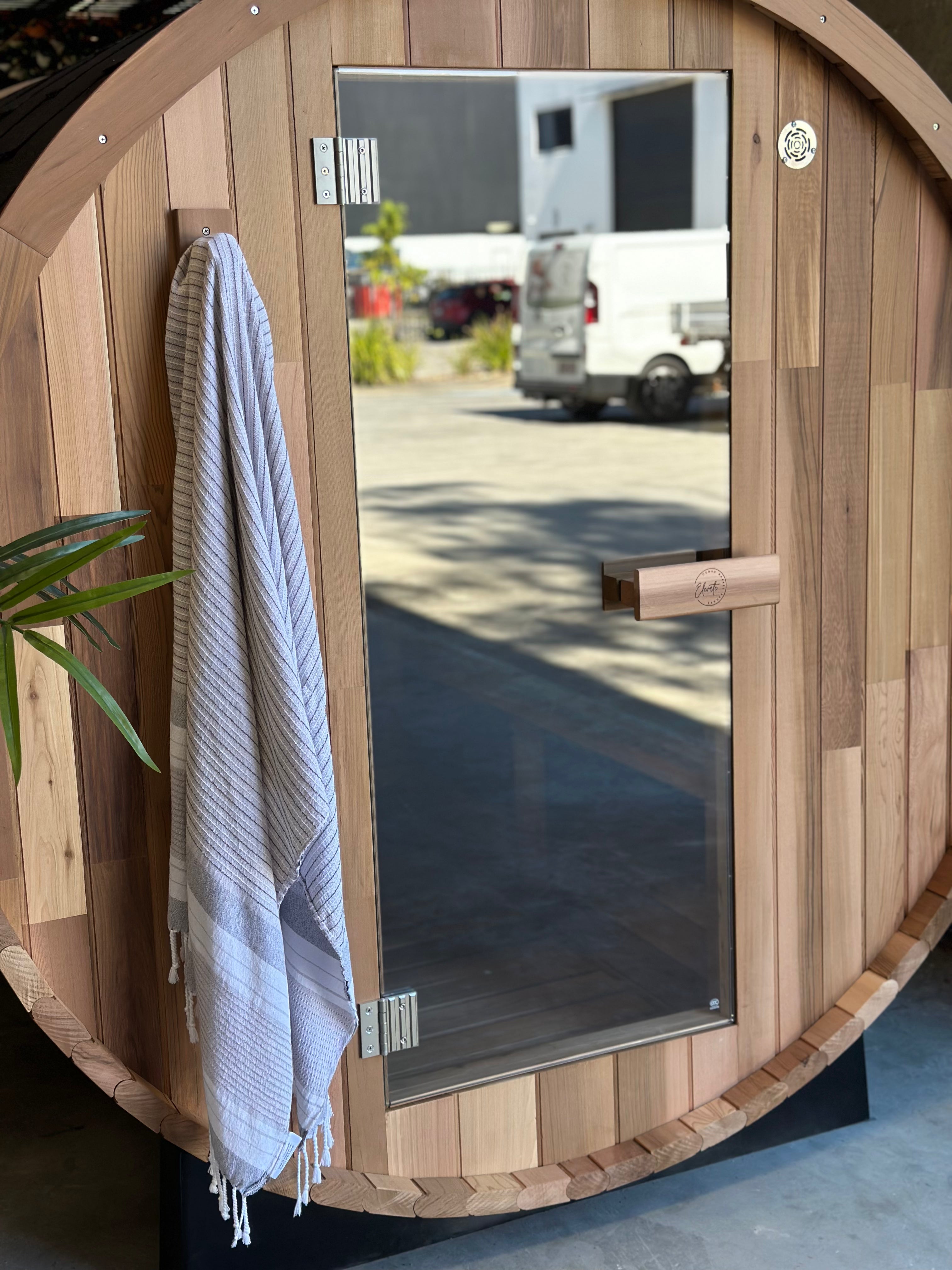 Cove Rearview 4 Person Traditional Cedar Barrel Sauna