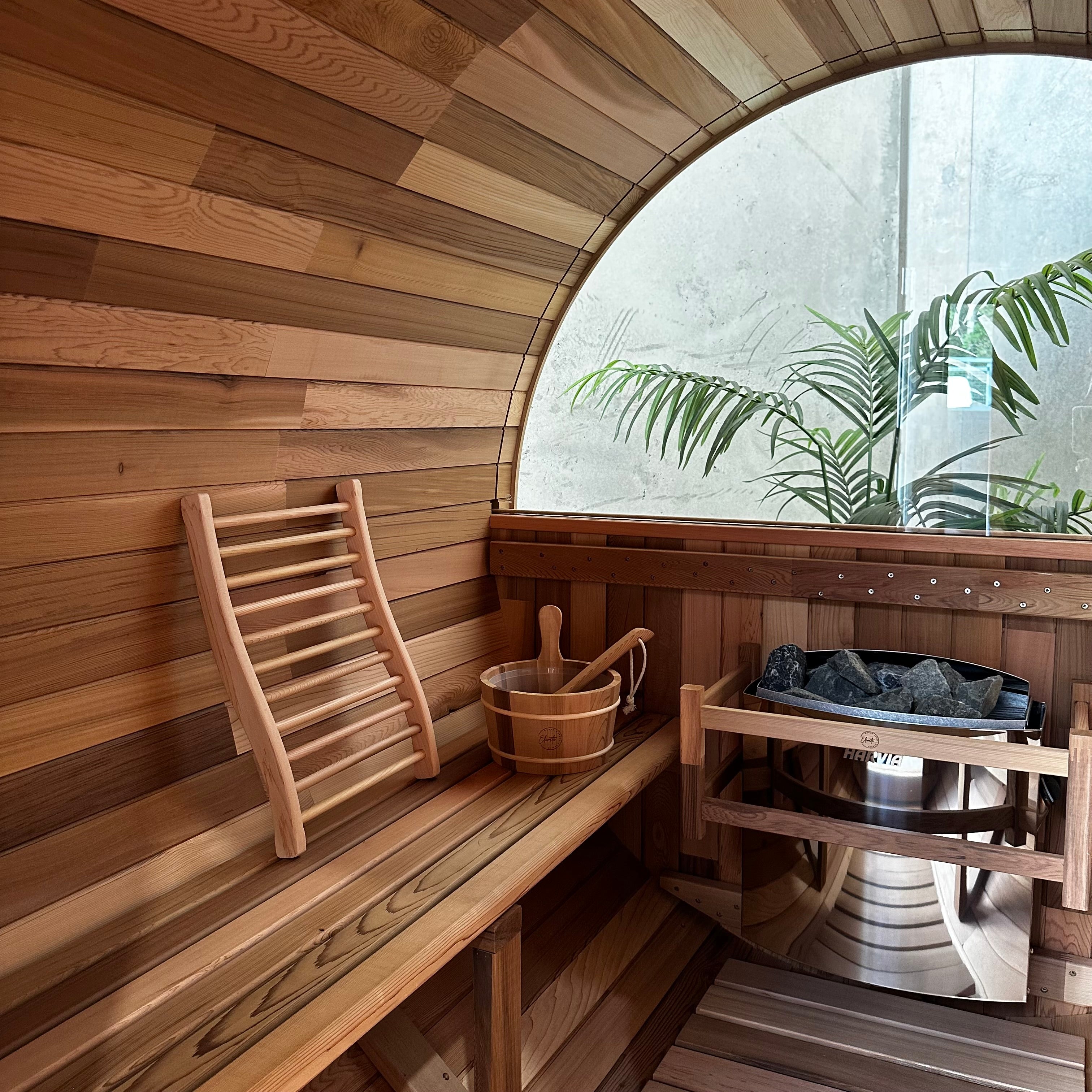 Cove Rearview 4 Person Traditional Cedar Barrel Sauna