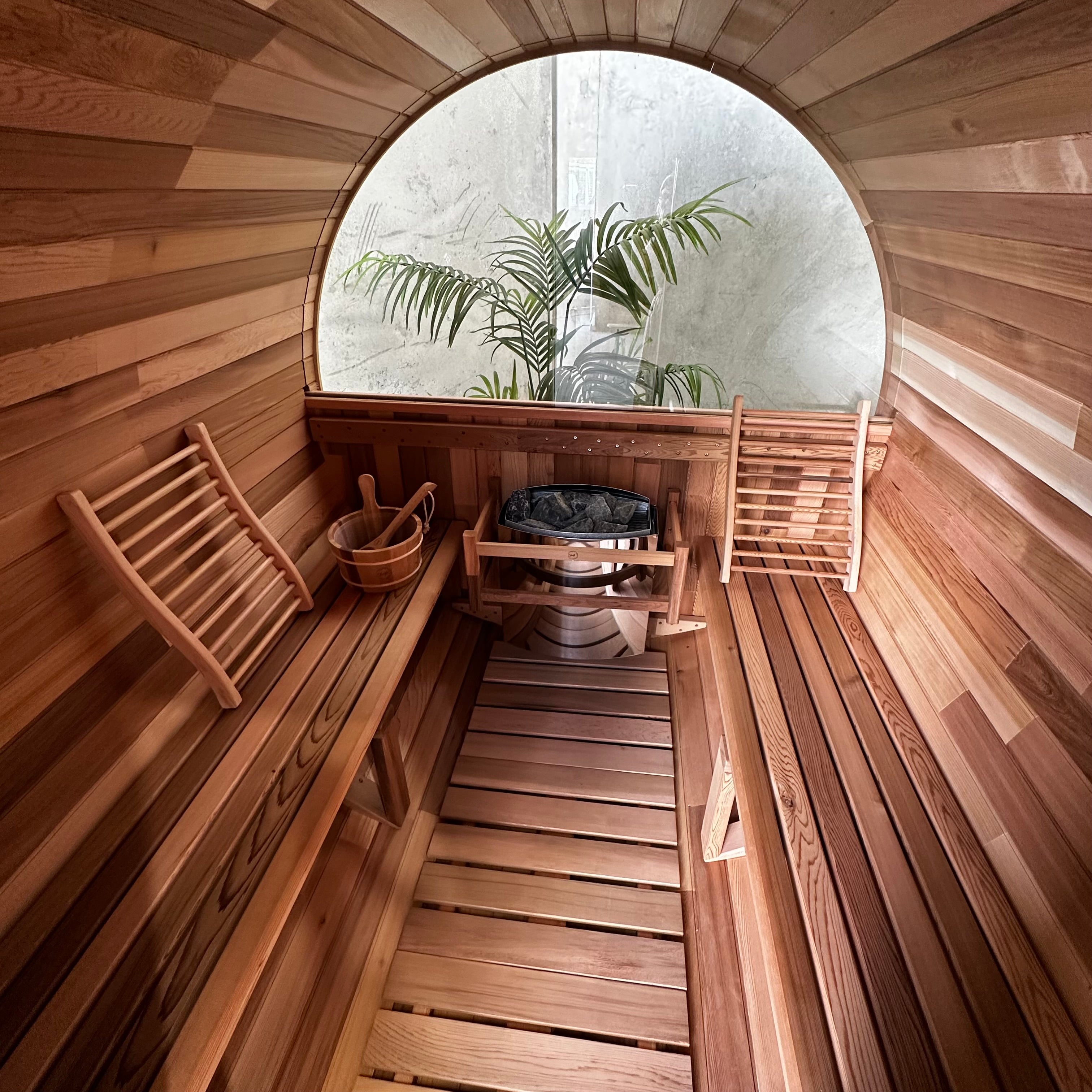 Cove Rearview 4 Person Traditional Cedar Barrel Sauna