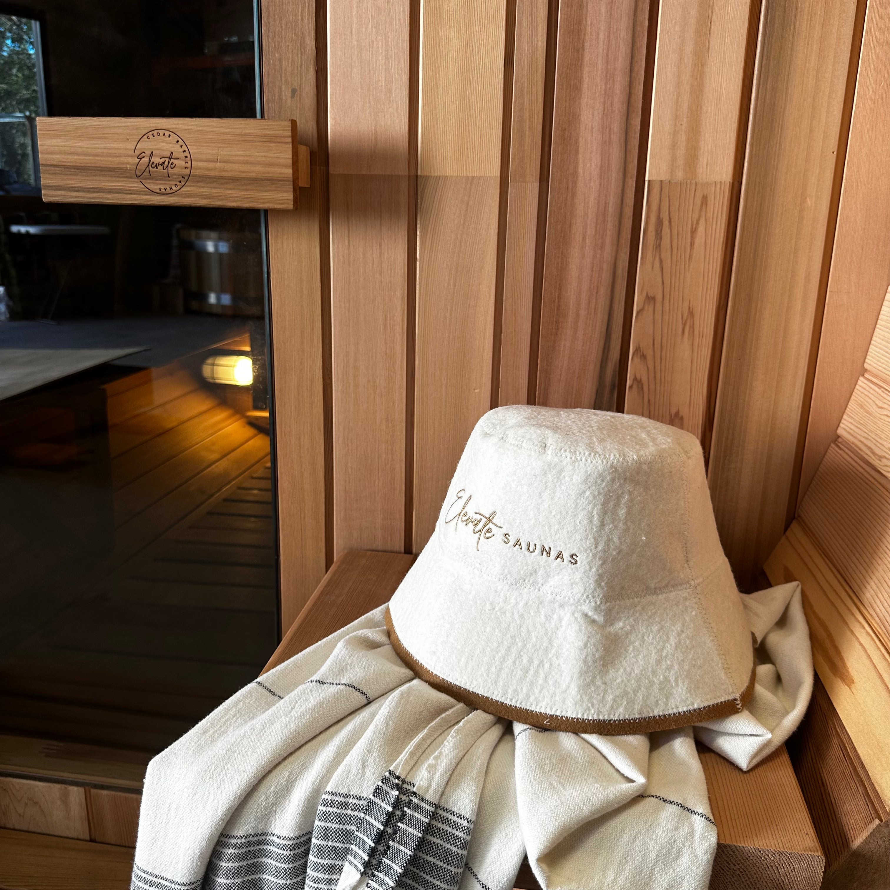 Dune Natural Wool Sauna Bucket Hat with Contrast Trim