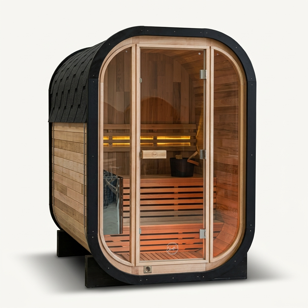 Niche View 1-2 Person Traditional Cedar Cube Sauna | Black Edition