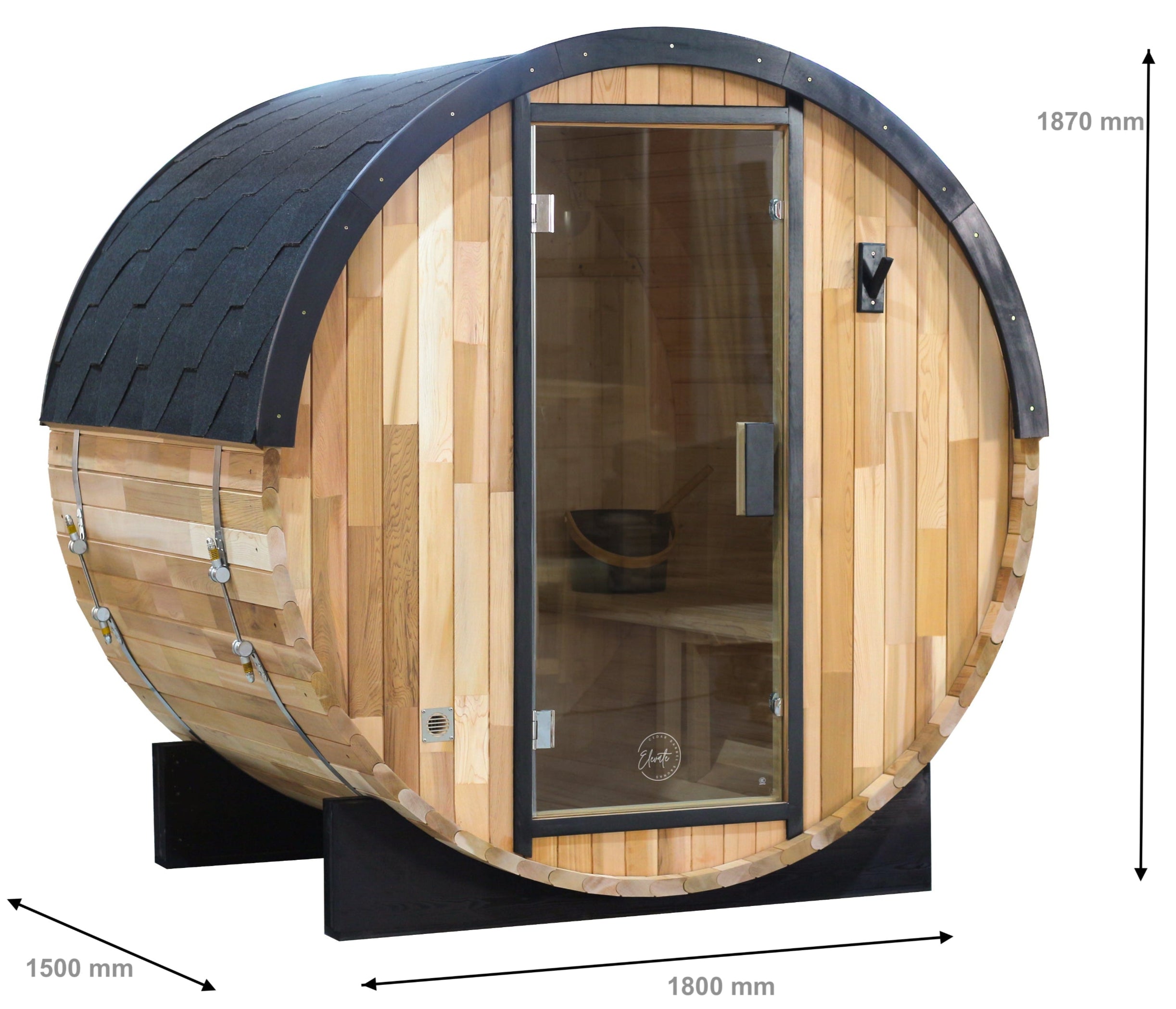 Urban 2-4 Person Traditional Cedar Barrel Sauna | Black Edition