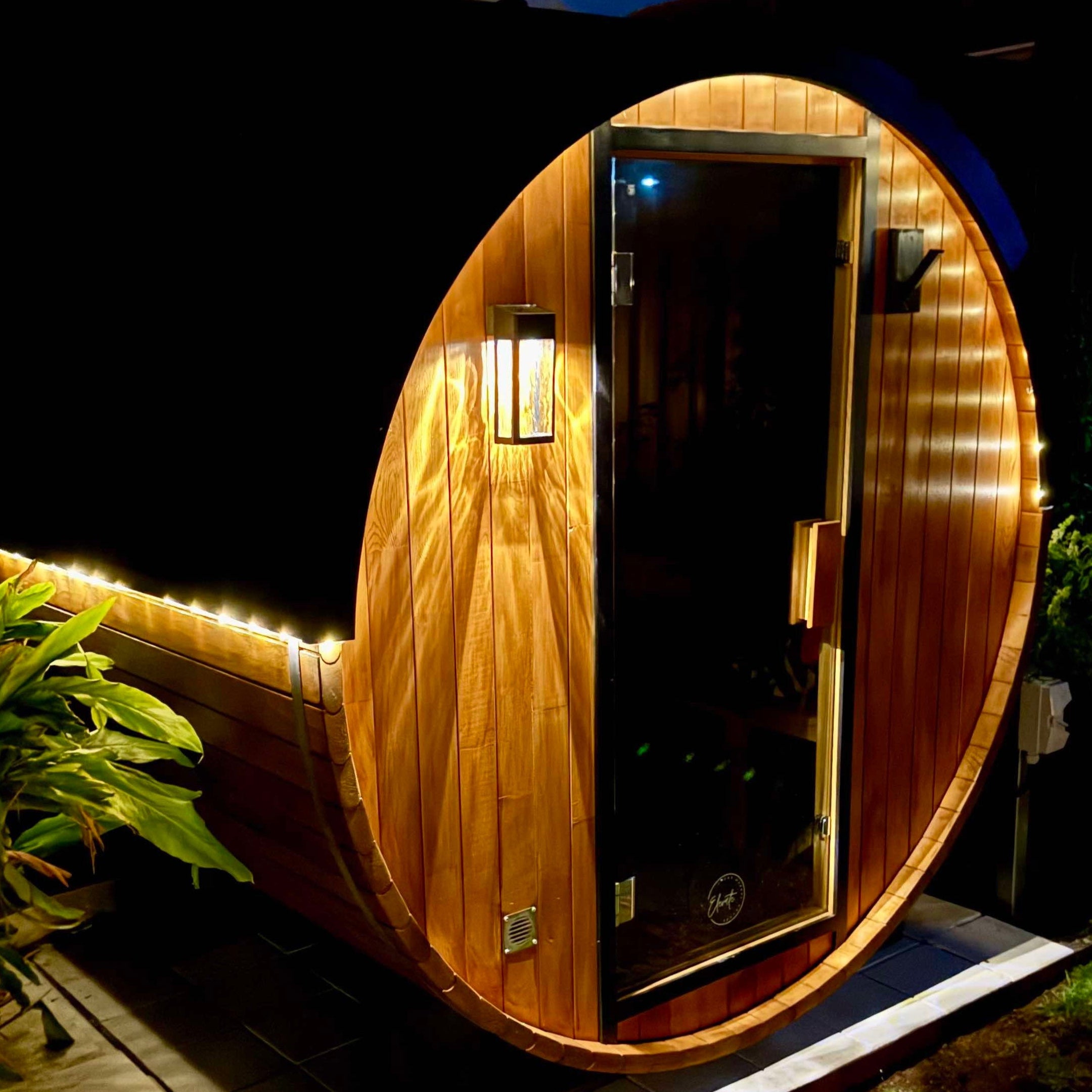 Urban 2-4 Person Traditional Cedar Barrel Sauna | Black Edition