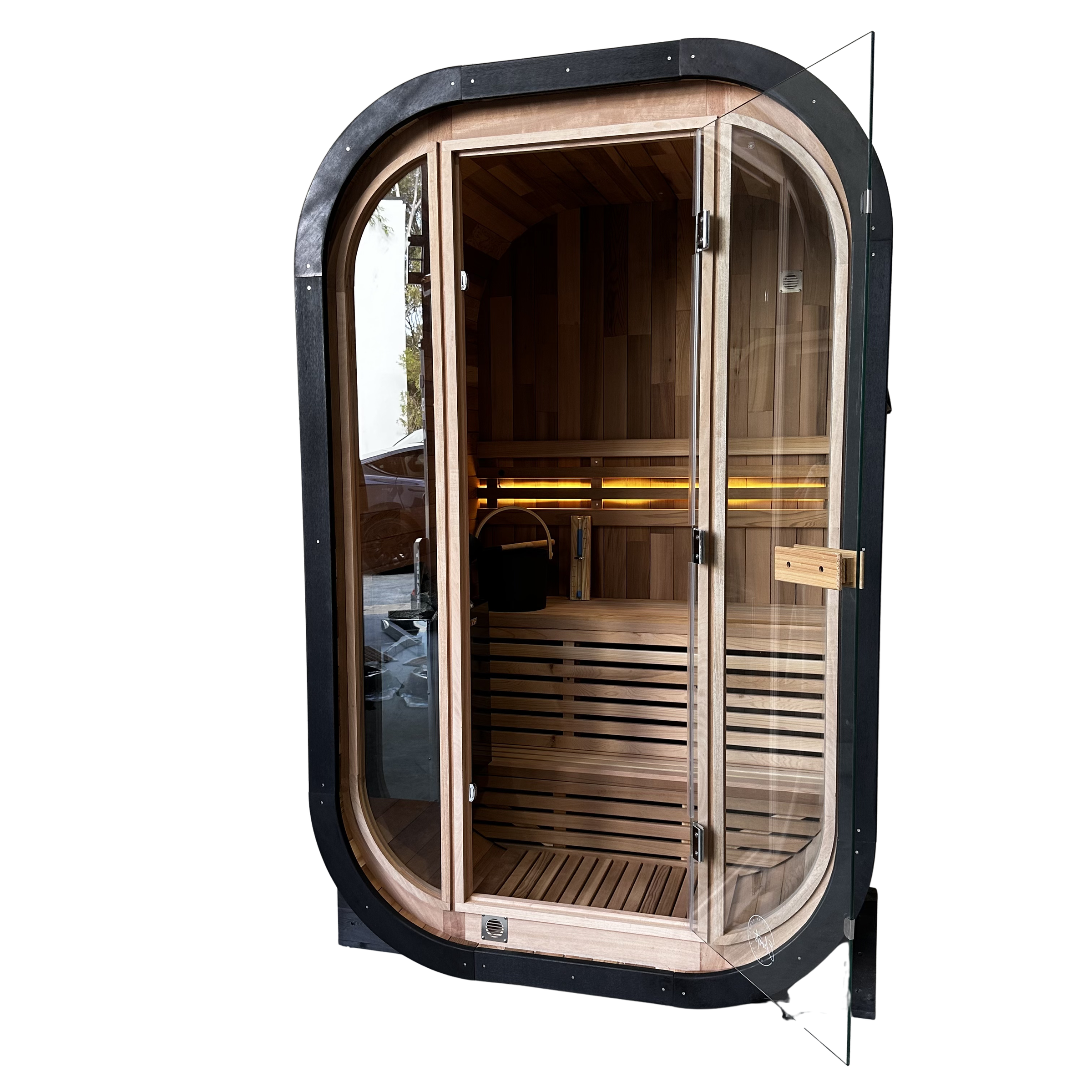 Niche View BLACK 1-2 Person Traditional Cedar Cube Sauna