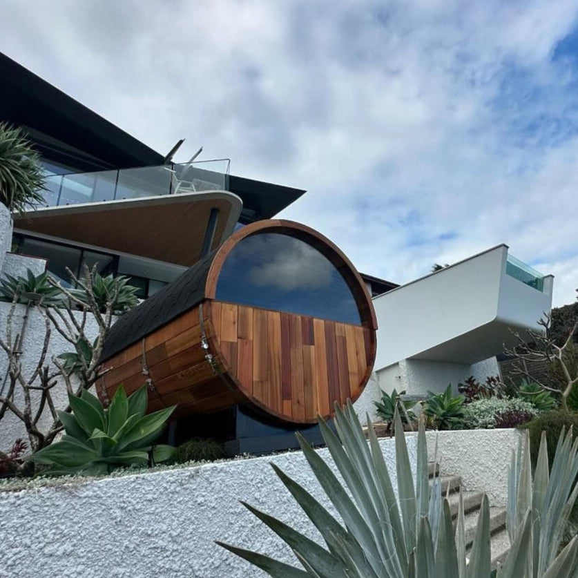 Cove Rearview 4 Person Traditional Cedar Barrel Sauna