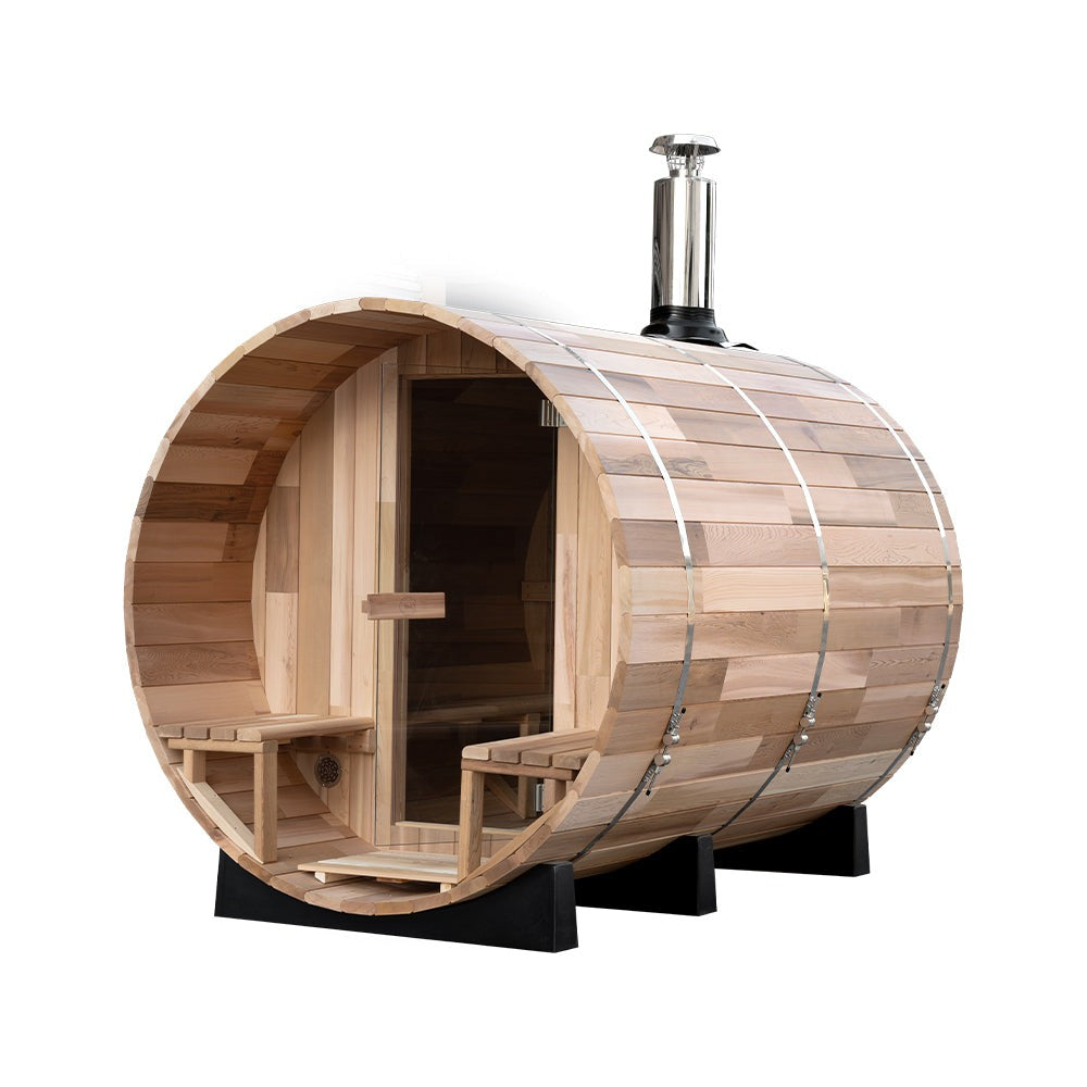 Deluxe 6 Person Woodfired Cedar Barrel Sauna