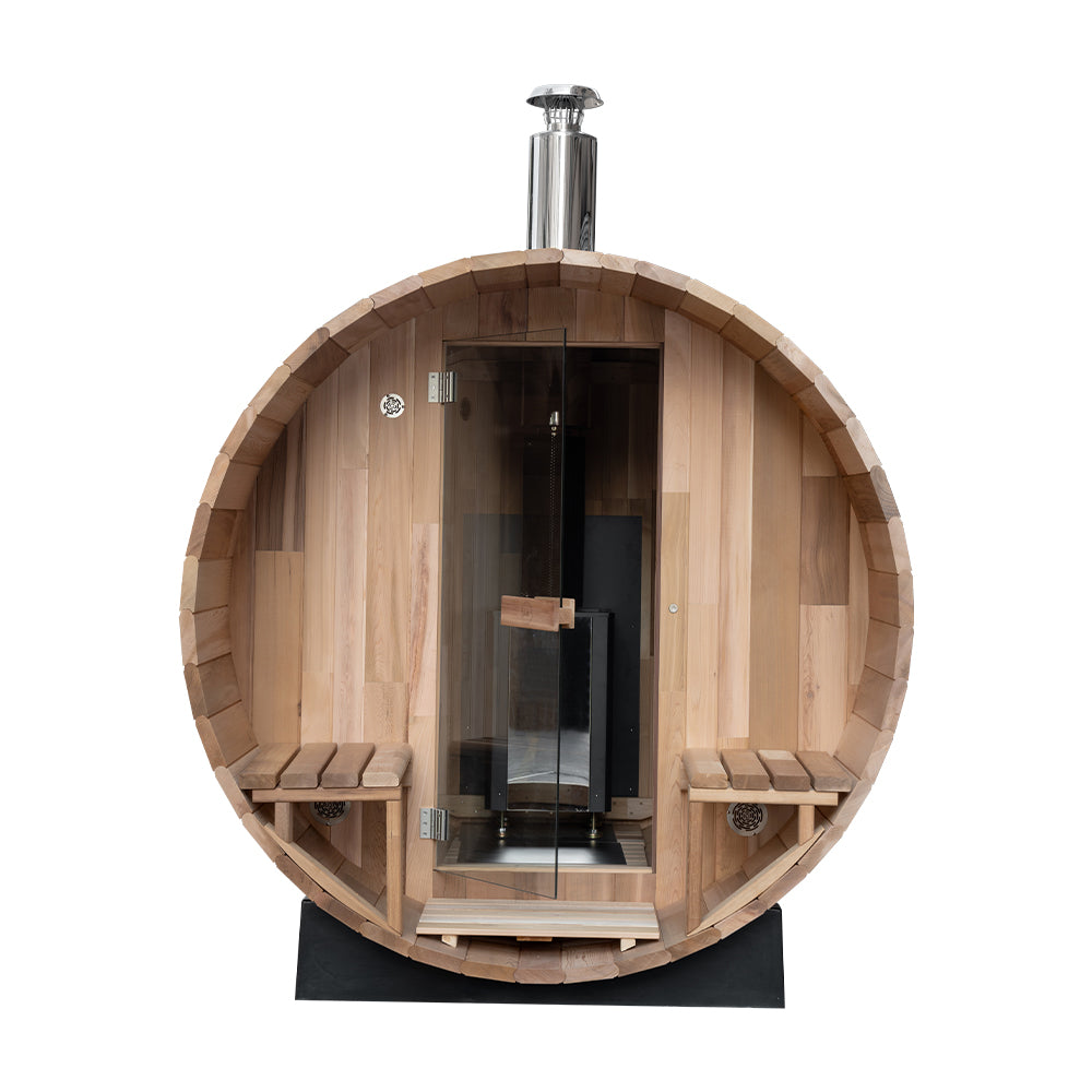 Deluxe 6 Person Woodfired Cedar Barrel Sauna