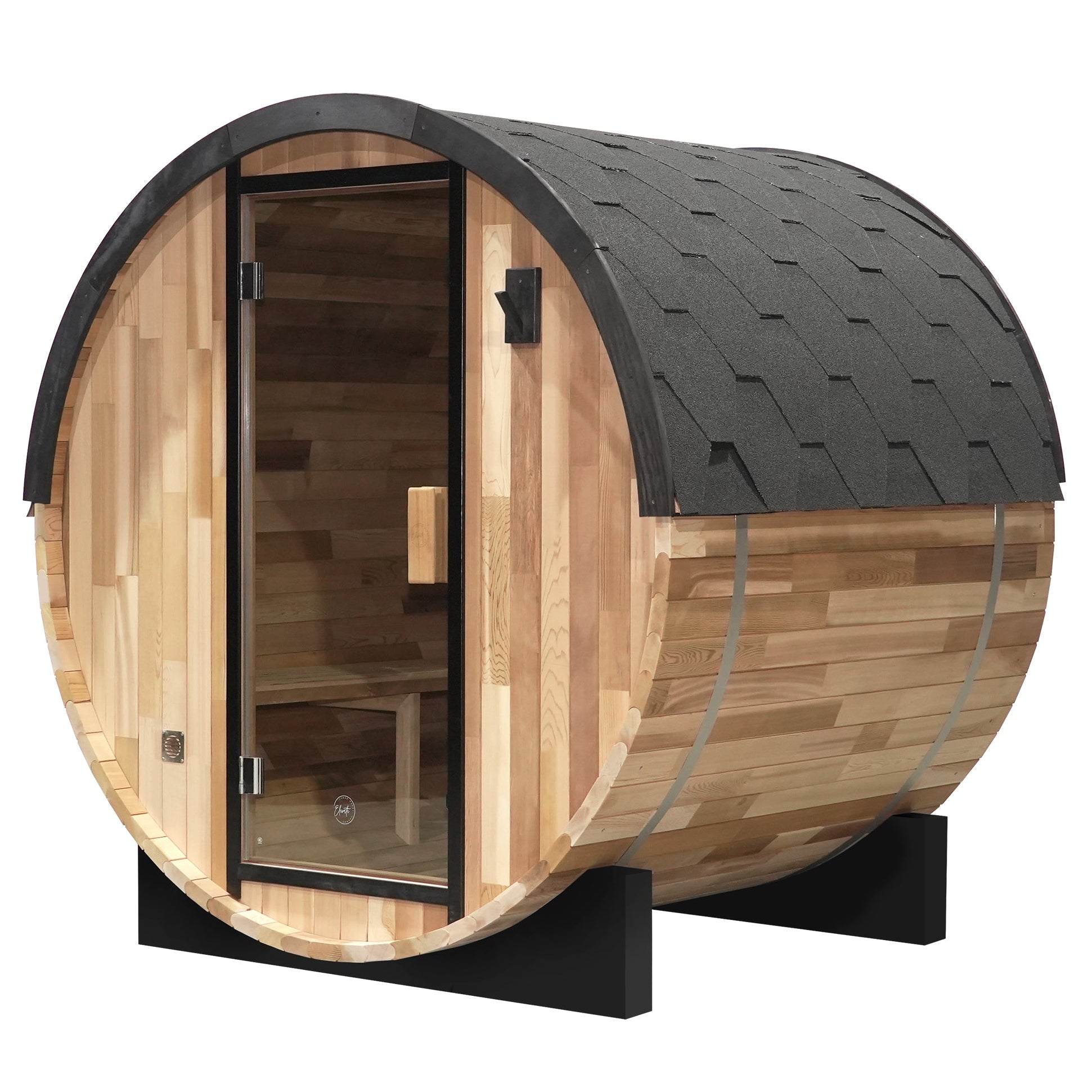 Urban 2-4 Person Traditional Cedar Barrel Sauna | Black Edition