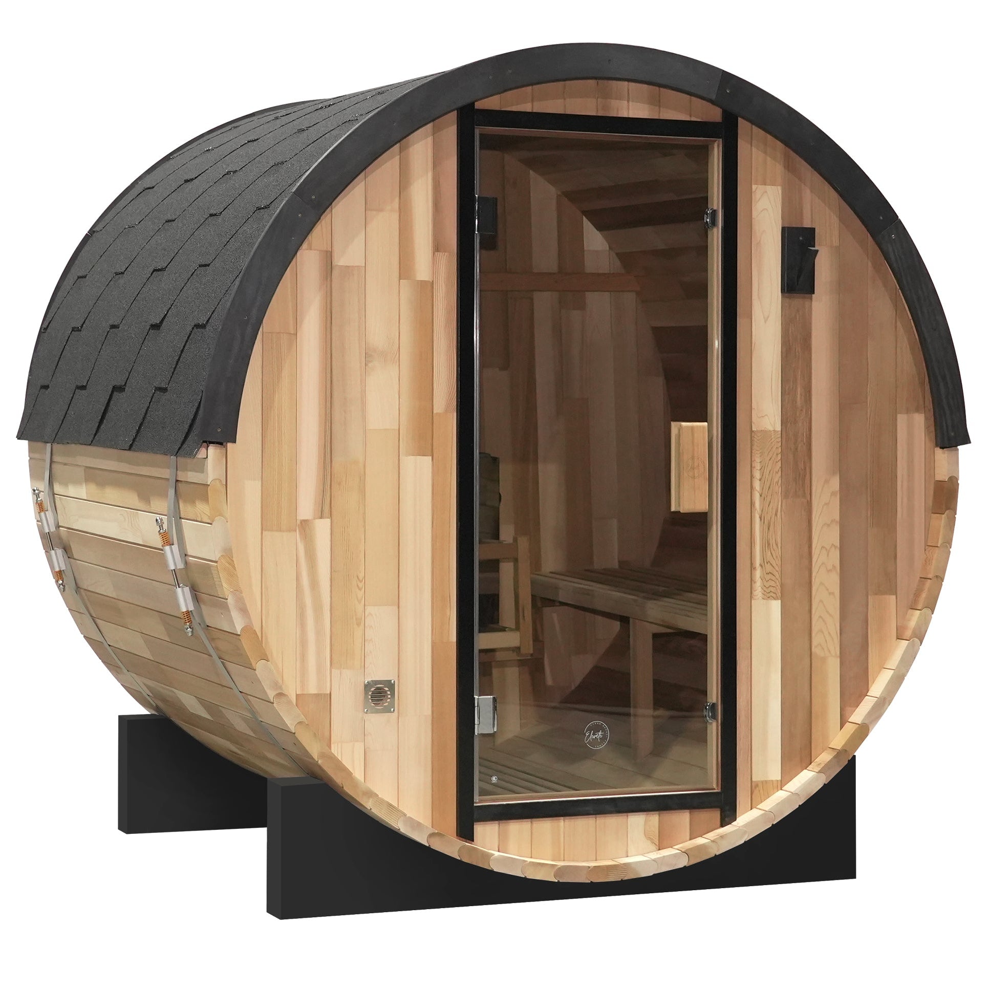 Urban 2-4 Person Traditional Cedar Barrel Sauna | Black Edition