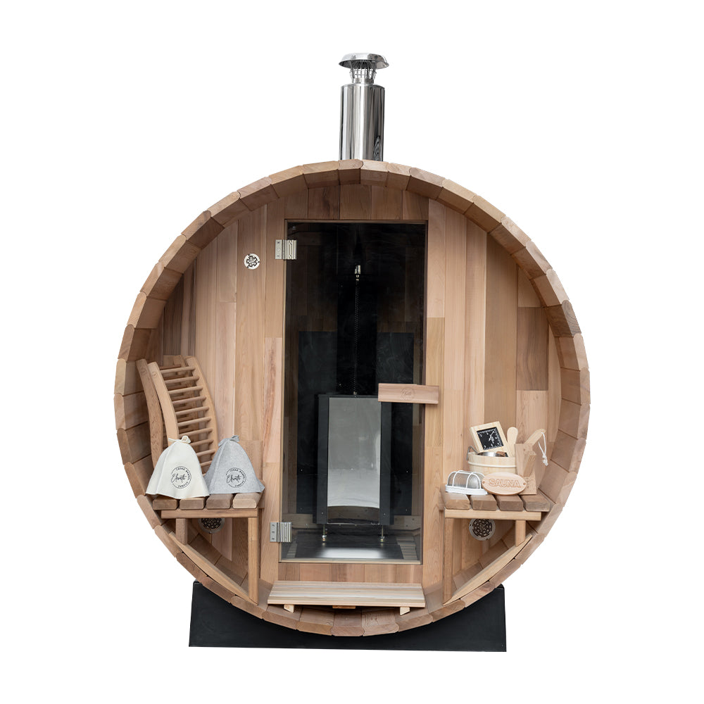 Deluxe 6 Person Woodfired Cedar Barrel Sauna