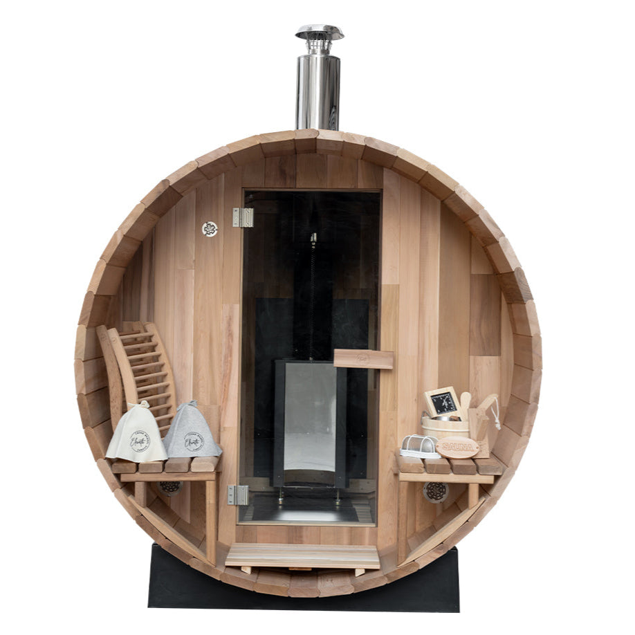 Deluxe Wood Fired 🔥 4-6 Person Cedar Barrel Sauna