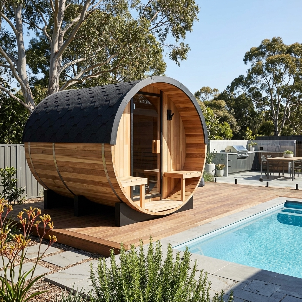 Urban Retreat 4-6 Person Traditional Cedar Barrel Sauna | Black Edition
