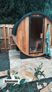 Urban 2-4 Person Traditional Cedar Barrel Sauna - Black Edition with Harvia Vega Heater