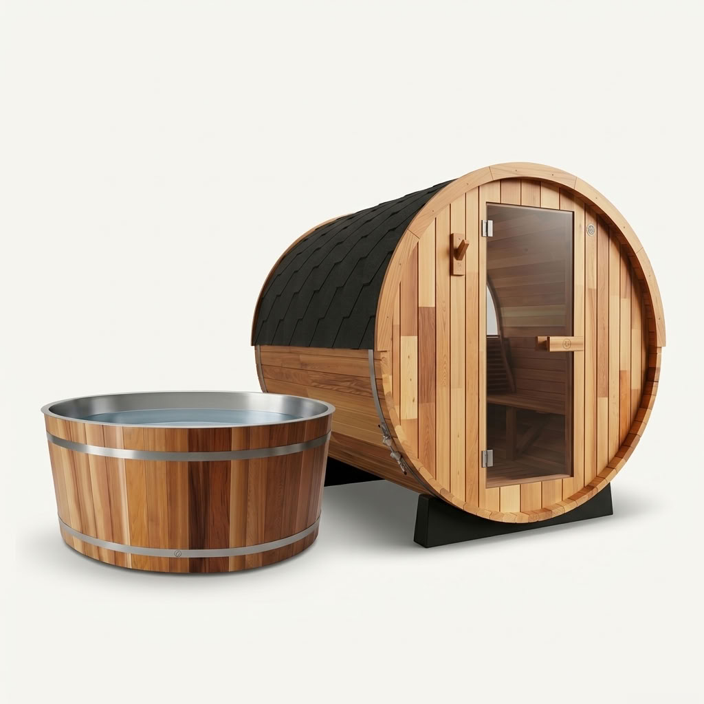 Curve 1 Person Ice Bath & Cove Rearview Sauna | Contrast Therapy