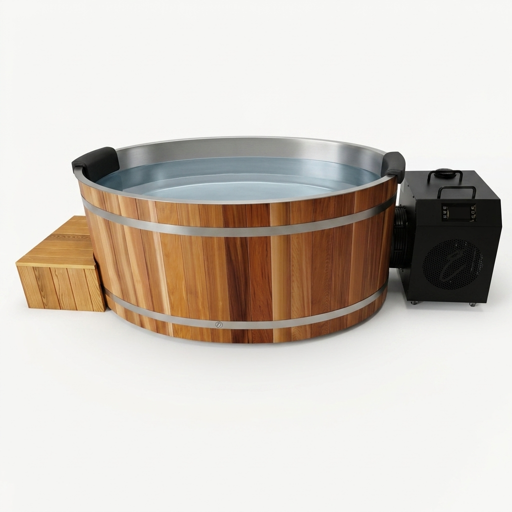 Curve Cedar Ice Bath & 1HP Chiller | 1 Person Plunge