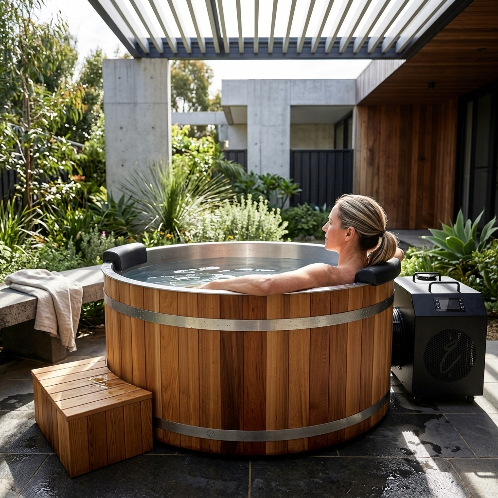 Curve Cedar Ice Bath & 1HP Chiller | 1 Person Plunge