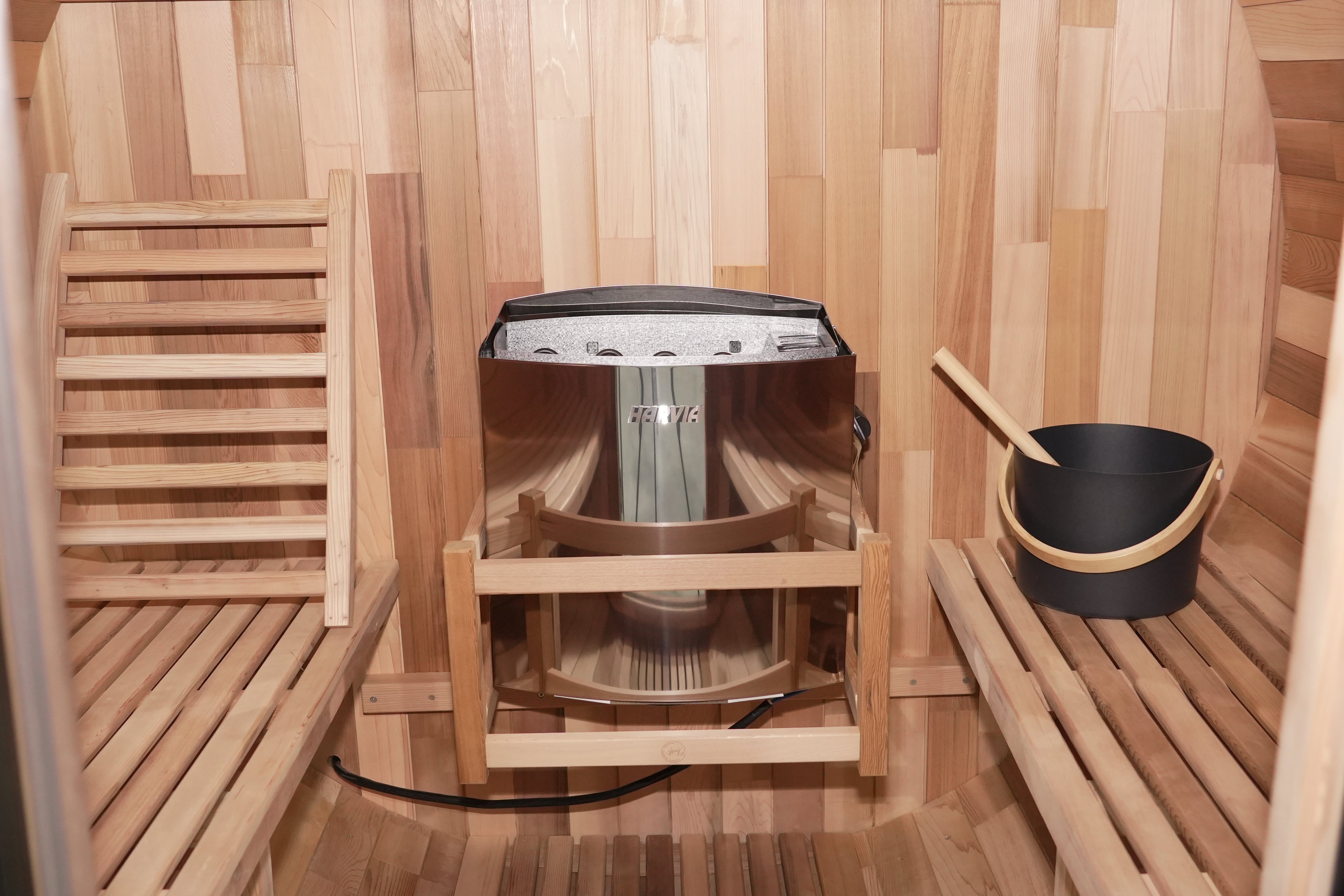 Urban 2-4 Person Traditional Cedar Barrel Sauna | Black Edition