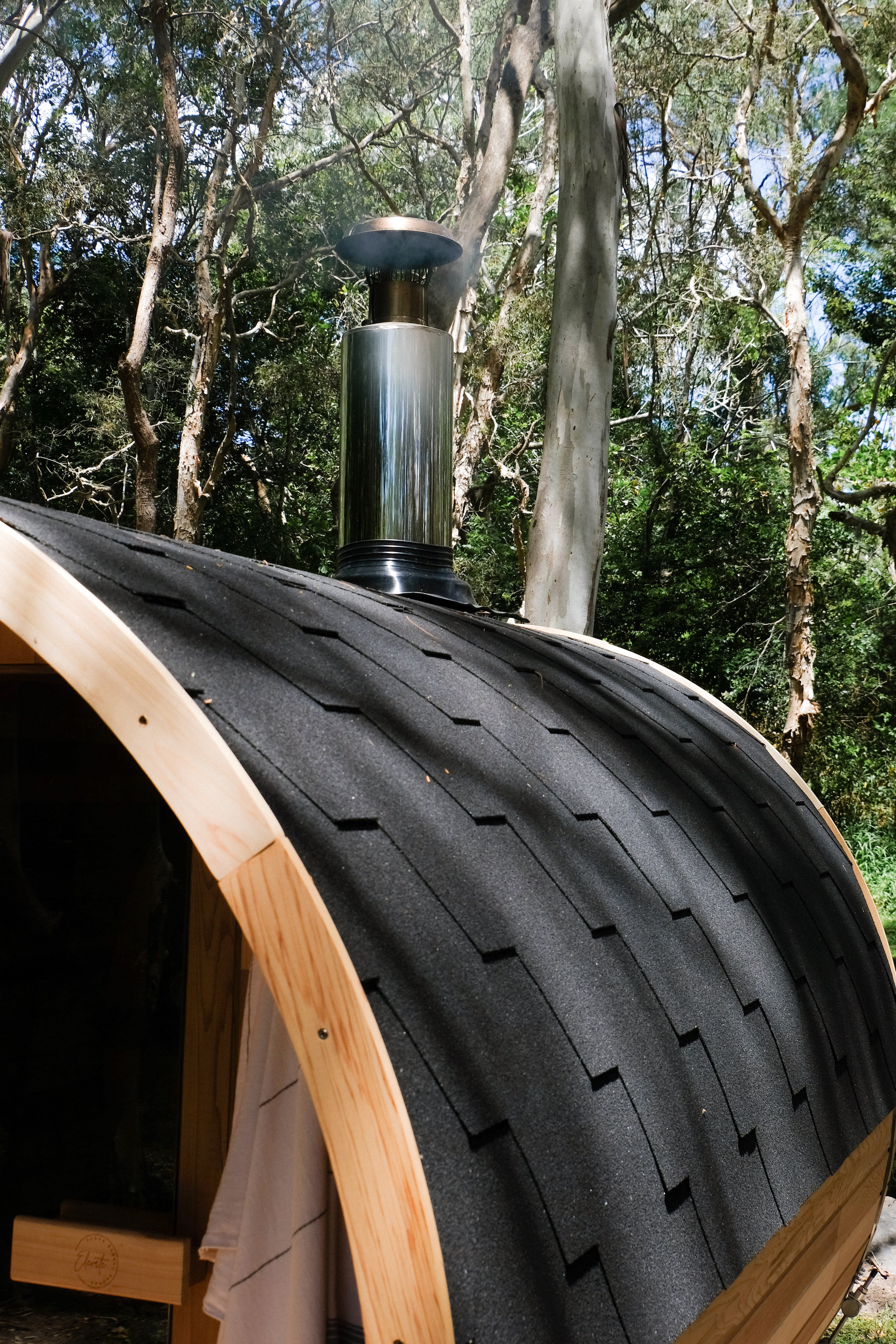 Deluxe Wood Fired 4-6 Person Cedar Barrel Sauna