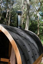 Load image into Gallery viewer, Deluxe Wood Fired 4-6 Person Cedar Barrel Sauna
