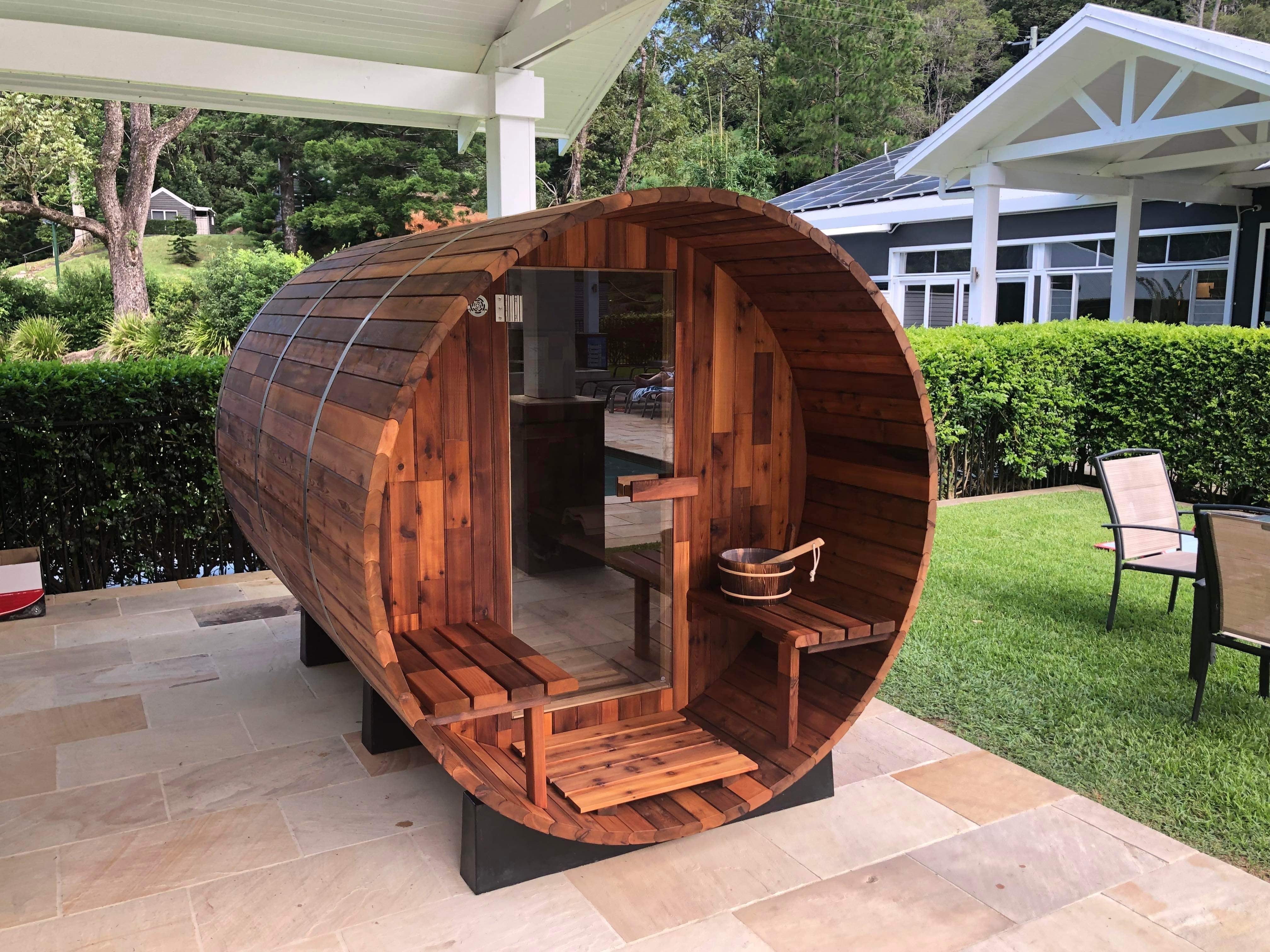 Deluxe 6 Person Cedar Barrel Sauna