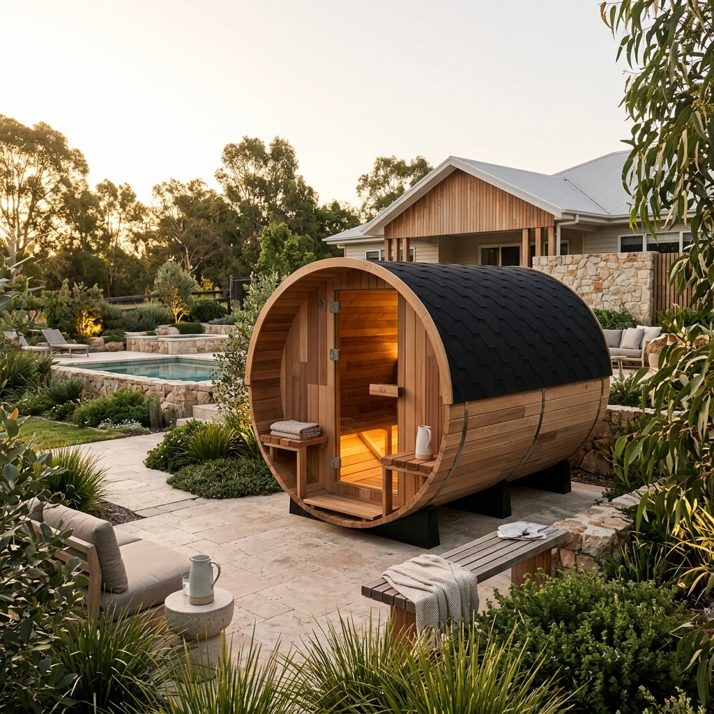 Deluxe 4-6 Person Traditional Cedar Barrel Sauna