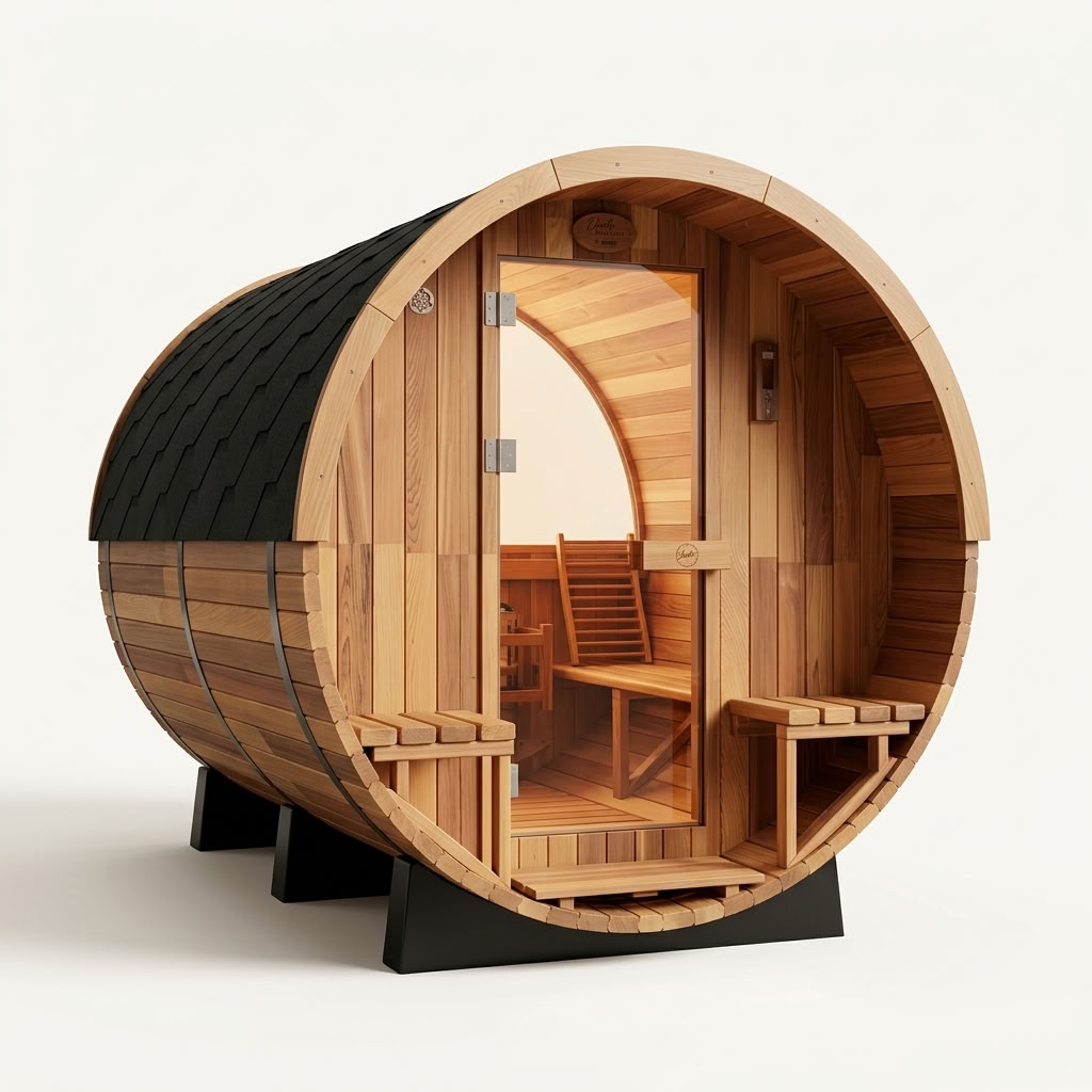 Deluxe Rearview 4-6 Person Traditional Cedar Sauna