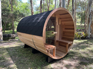 Deluxe 4-6 Person Traditional Cedar Barrel Sauna