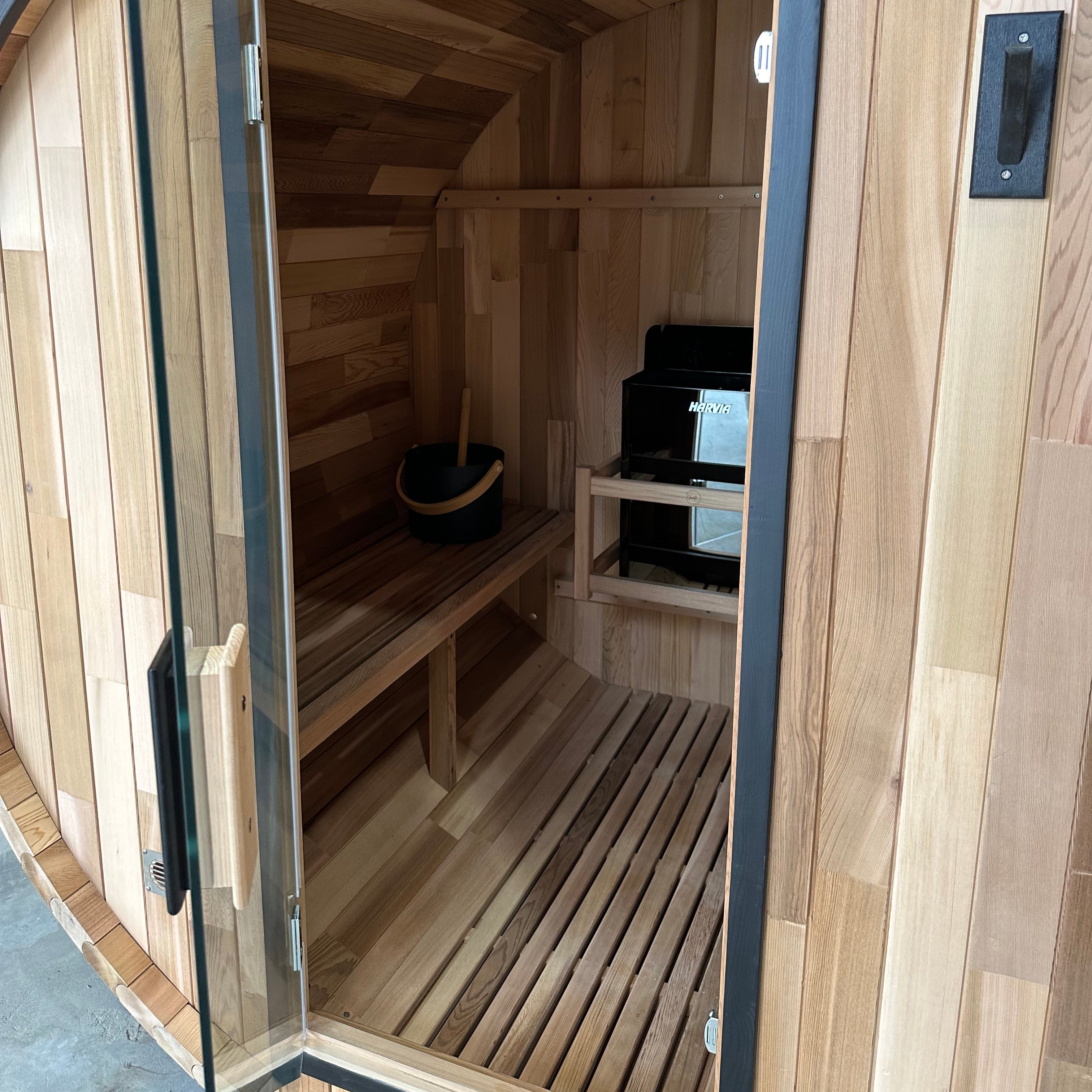 Urban 2-4 Person Traditional Cedar Barrel Sauna | Black Edition