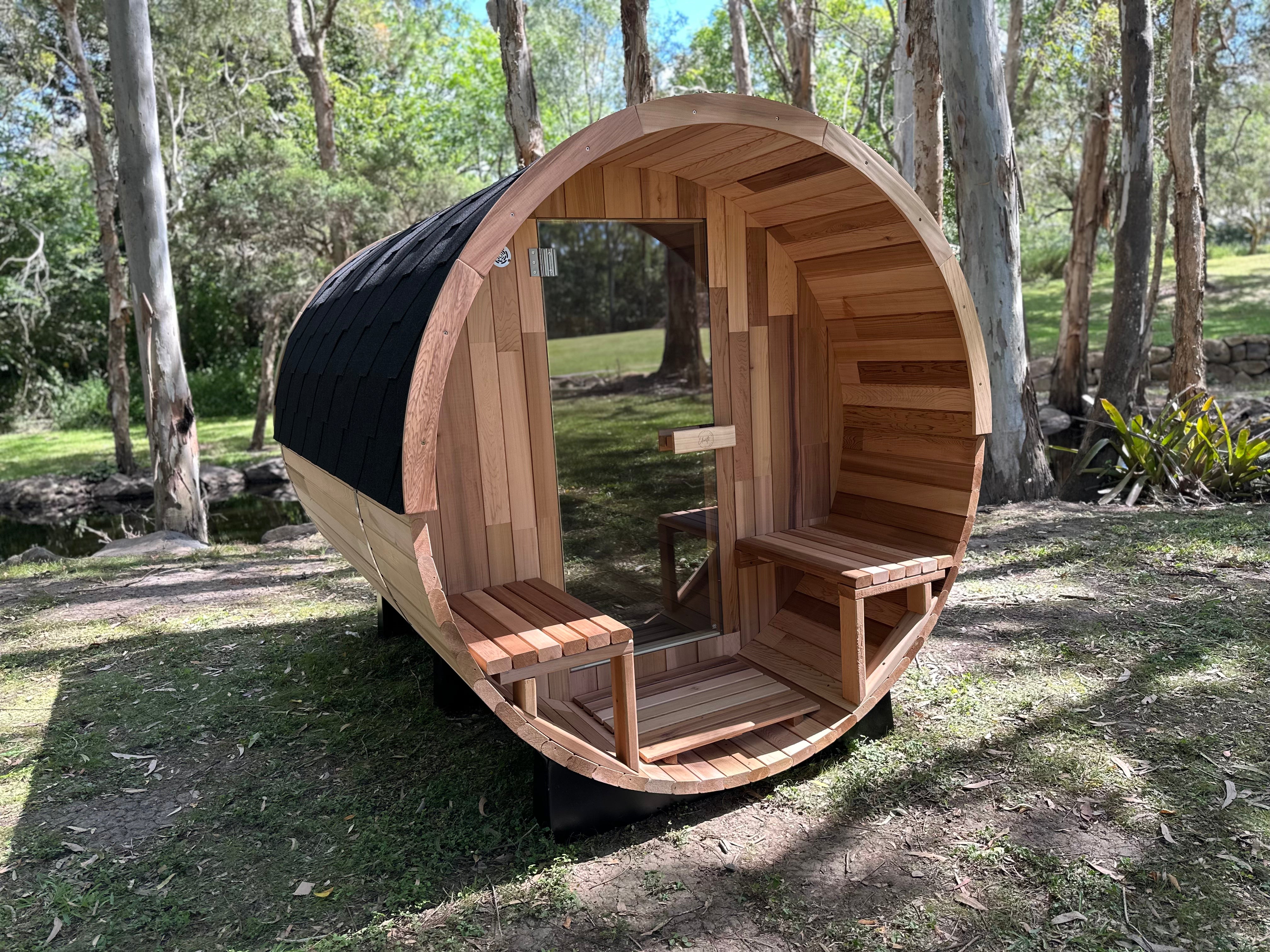 Deluxe 4-6 Person Traditional Cedar Barrel Sauna