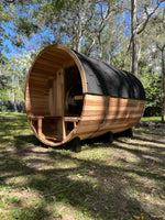 Load image into Gallery viewer, Deluxe 4-6 Person Traditional Cedar Barrel Sauna
