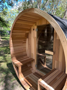 Deluxe 4-6 Person Traditional Cedar Barrel Sauna