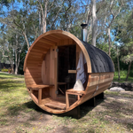 Load image into Gallery viewer, Deluxe Wood Fired 🔥 4-6 Person Cedar Barrel Sauna
