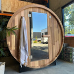 Load image into Gallery viewer, Cove Rearview 4 Person Traditional Cedar Barrel Sauna
