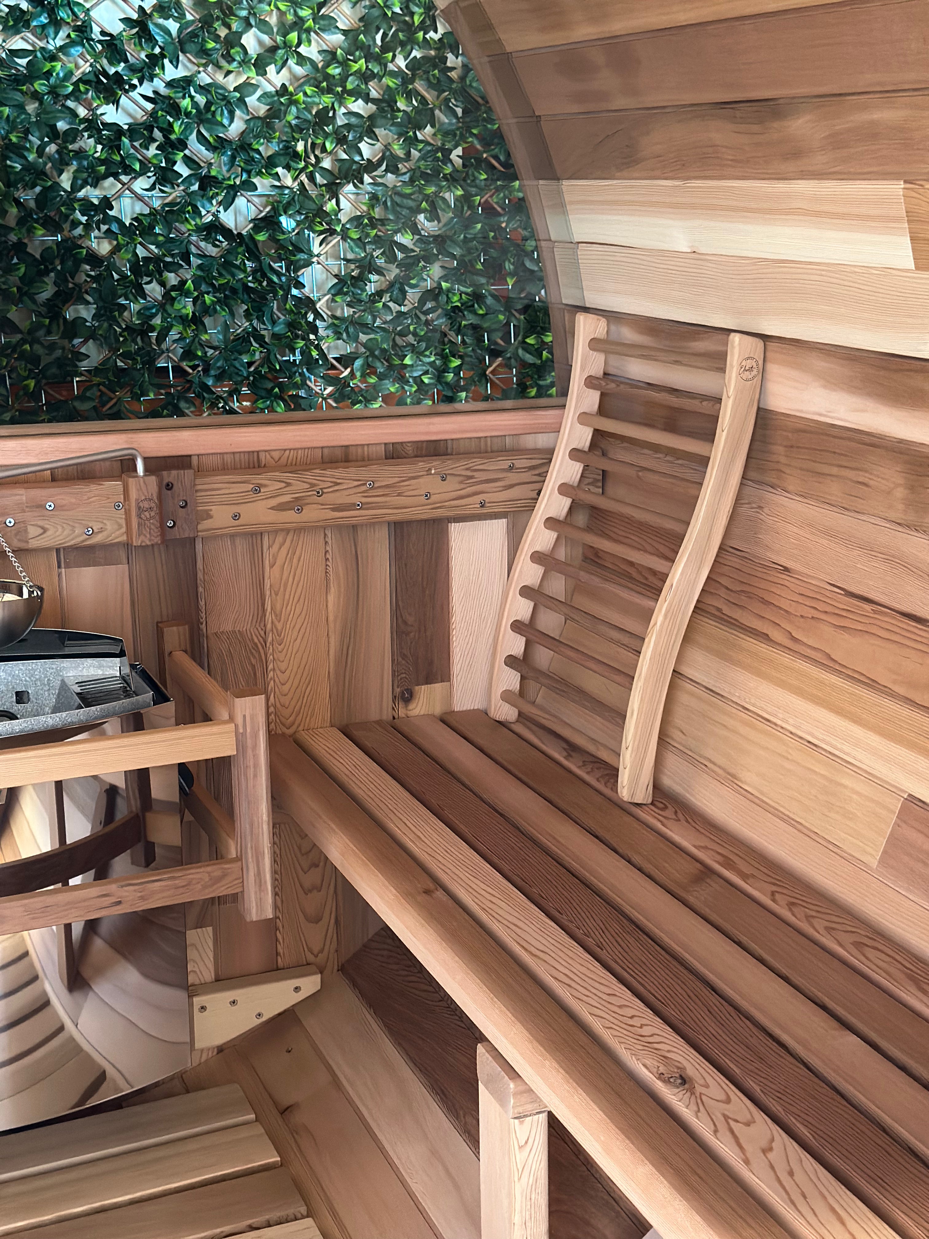 Cove Rearview 4 Person Traditional Cedar Barrel Sauna