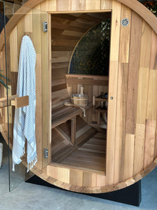 Cove Rearview 4 Person Traditional Cedar Barrel Sauna
