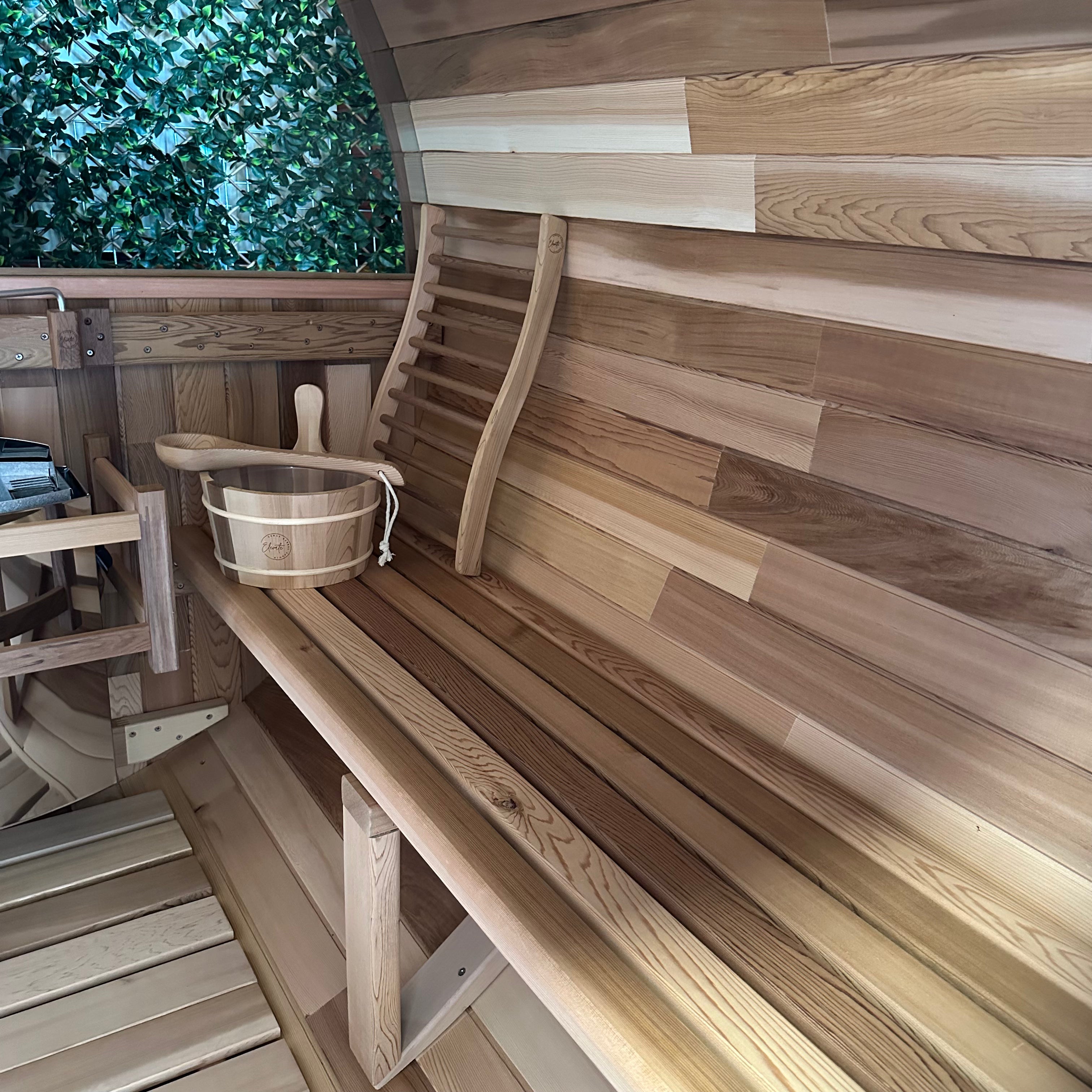 Deluxe Rearview 4-6 Person Traditional Cedar Barrel Sauna