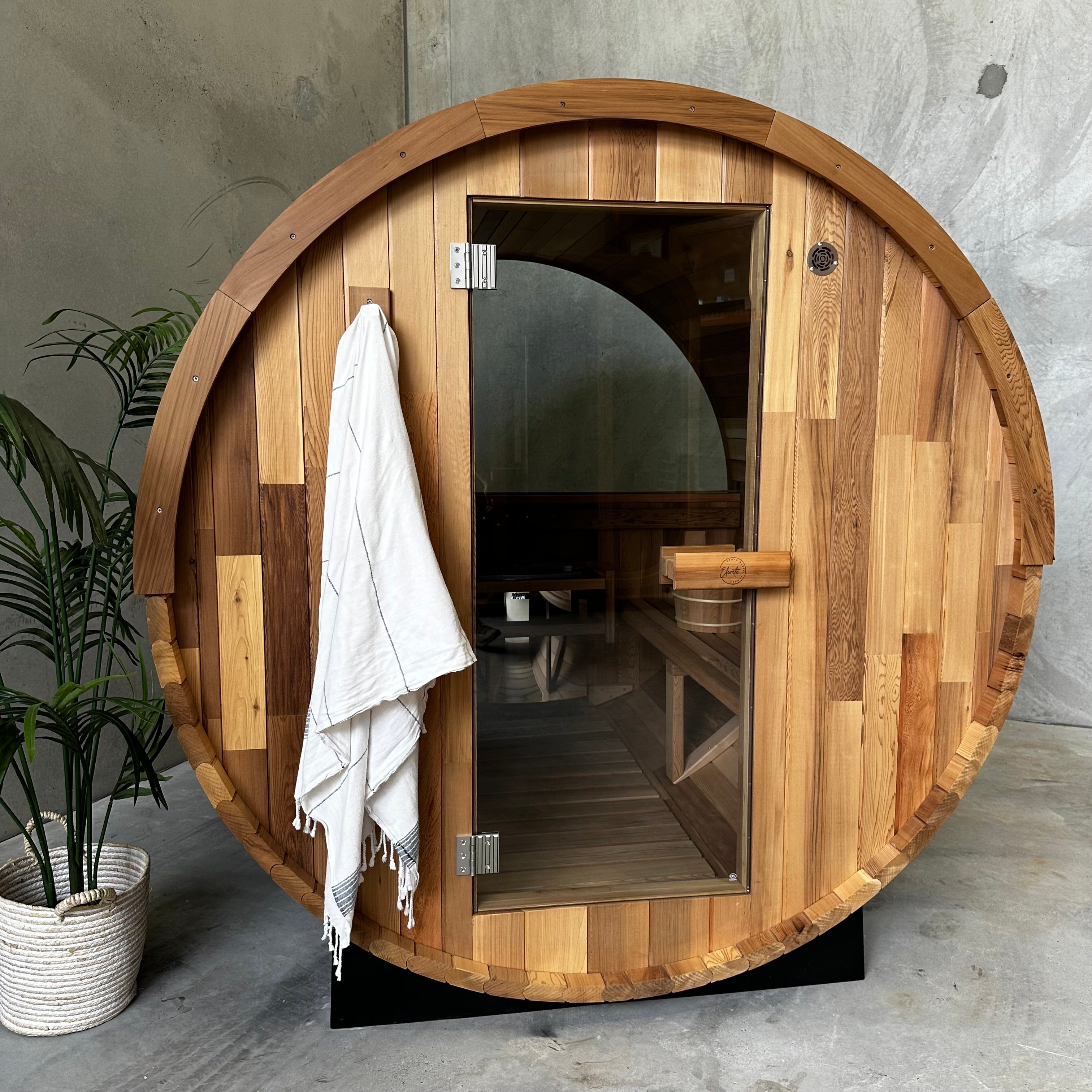 Cove Rearview 4 Person Traditional Cedar Barrel Sauna