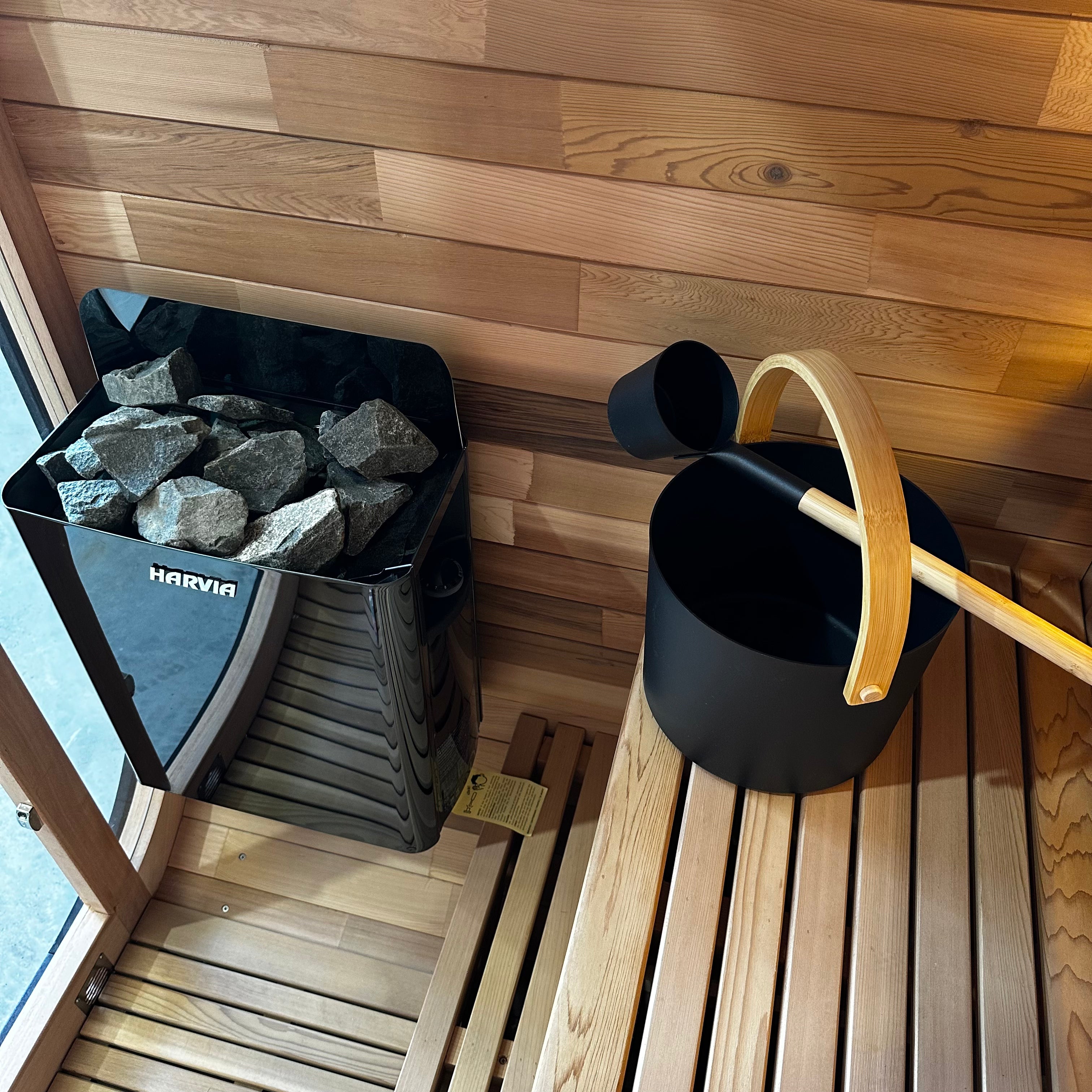 Niche View 1-2 Person Traditional Cedar Cube Sauna | Black Edition