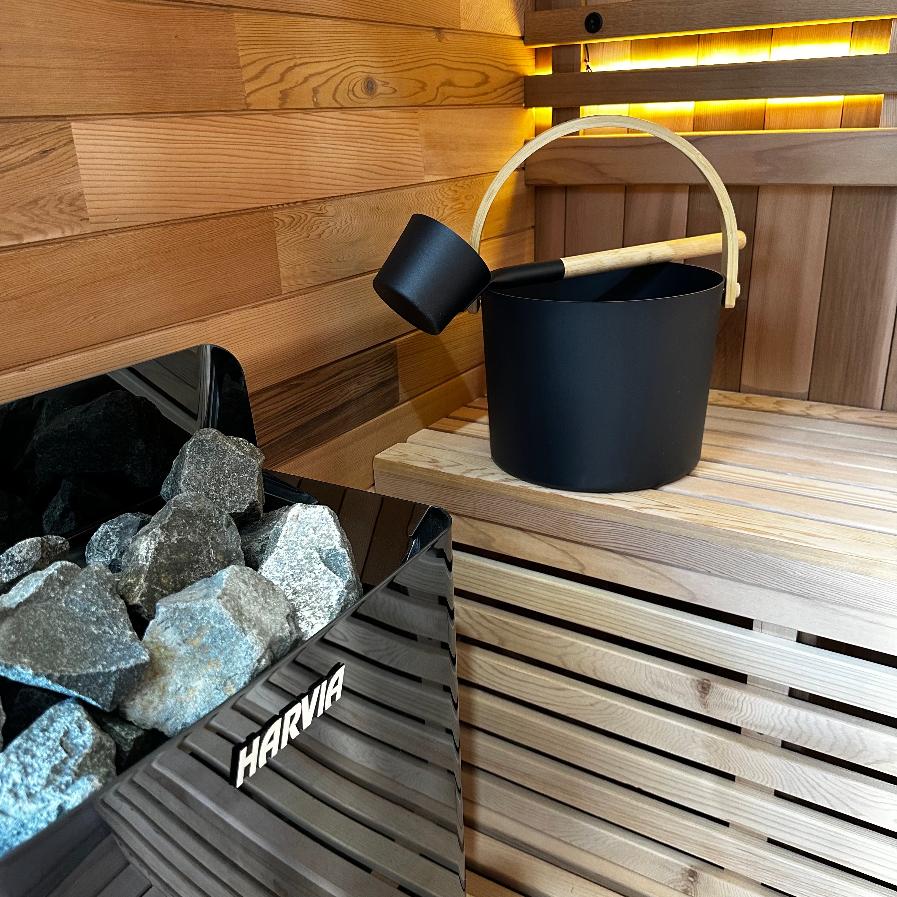 Niche View 1-2 Person Traditional Cedar Cube Sauna | Black Edition