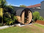 Load image into Gallery viewer, Urban 2-4 Person Traditional Cedar Barrel Sauna - Black Edition with Harvia Vega Heater
