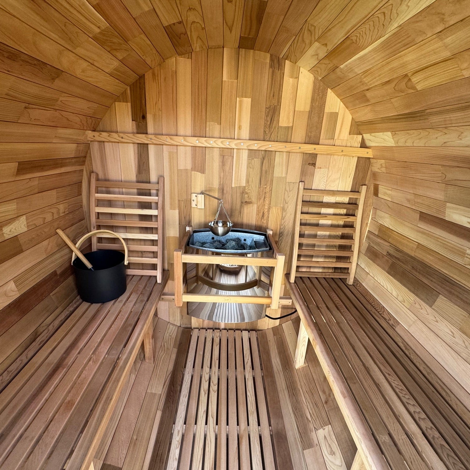 Urban 2-4 Person Traditional Cedar Barrel Sauna | Black Edition
