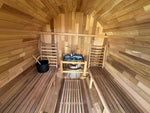 Load image into Gallery viewer, Urban 2-4 Person Traditional Cedar Barrel Sauna - Black Edition with Harvia Vega Heater
