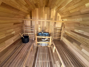 Urban 2-4 Person Traditional Cedar Barrel Sauna - Black Edition with Harvia Vega Heater